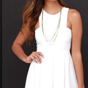 Lulu’s Pleat it Up Ivory Dress